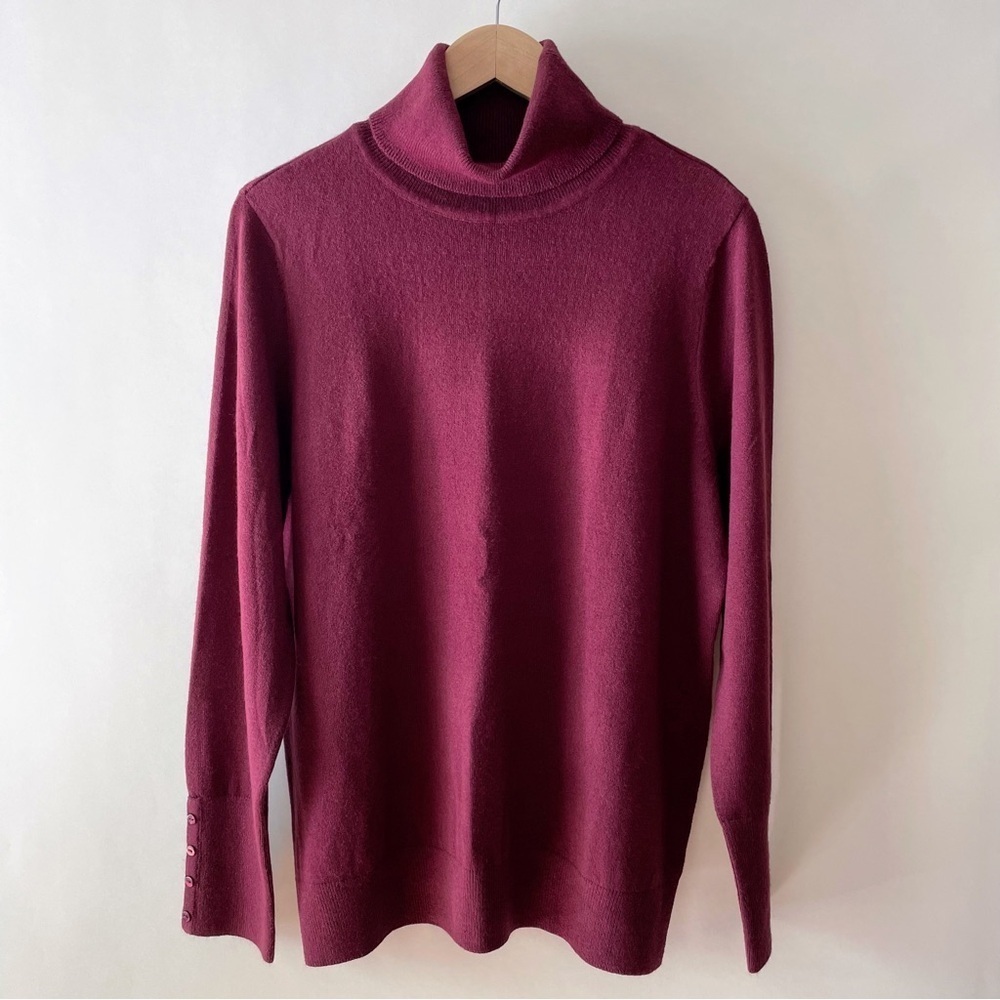 JM Collection Burgundy Red Knit Turtleneck Sweater Size XL